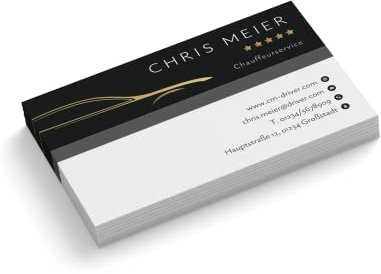 Visitenkarten personalisiert | Design Chauffeurservice | 1-seitig | Querformat | Menge + Papier zur Auswahl | selbst gestalten | hochwertiger Druck | 350 g Qualitätsdruck (1000 Stück)