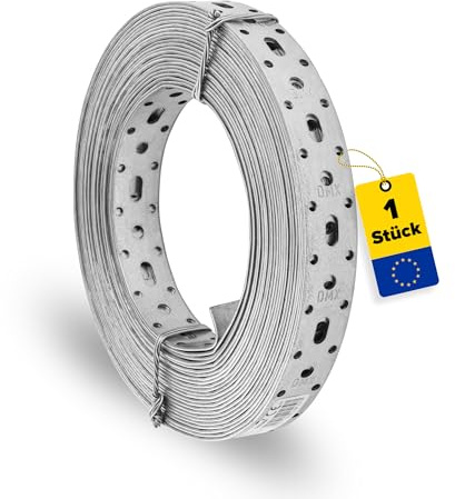 DMX - Lochband Metall - Montageband - Lochblech - 25 m Lochblech Rolle 25 x 1,5 mm - Flachverbinder - Lochplatte Metall - LOCHBAND MONTAGEBAND 25MM - 25x1,5 x 25m