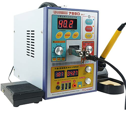XDLYWUZIQ 769D Akku Punktschweißgerät 3,2 KW Kondensator Energiespeicher Punktschweißgerät Mini Tragbare Präzisionspulsbatterie Schweißgeräte für 18650, 14500 Lithium Akku Pack Building
