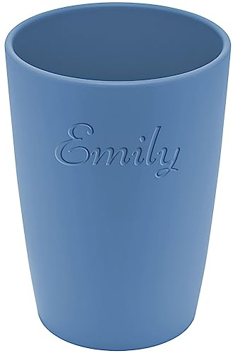 Magu 1 Personalisierter Becher aus Biopolymer (100% Erdölfrei) mit Namen | Trinkbecher + Individuelle Namensgravur Zahnputzbecher Natur Design wasserblau