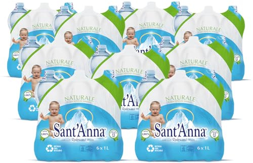 Acqua Sant'Anna Pack 1,0L Naturel | 54 bouteilles | Eau Minérale Naturelle Oligominéralisée Minimalement | Bouteilles en plastique 100% Recyclable