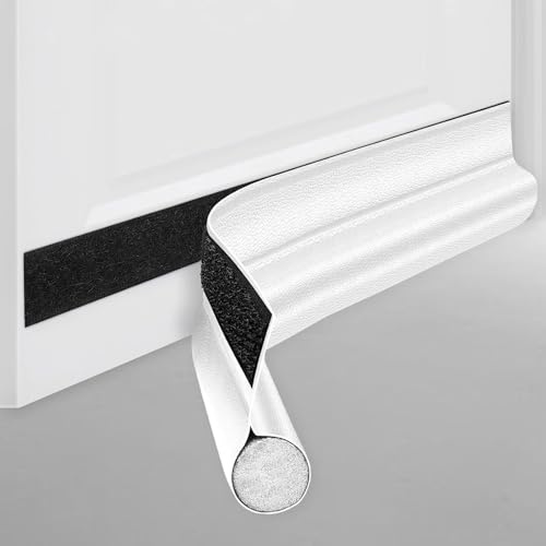 Draft Excluder for Doors 96cm, 37in Self-Adhesive Draught Excluder for Bottom, Cutable Under Door Draft Blocker Insulator Door Seal Weather Stripping Soundproof for Window and Front Door