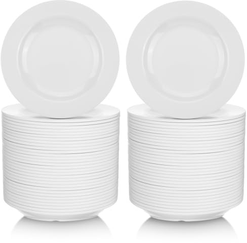 Vesici Melamine Appetizer Plates 5.91 Inch Melamine Dessert Plates Small White Round Lightweight Saucers Serving Dish Catering for Appetizer Snacks Dinner Wedding Party(36 Pieces)
