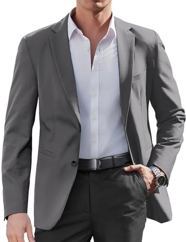 COOFANDY Mens Sport Jacket Business Casual Blazer Regular Fit Two Button Western Blazer Dark Grey