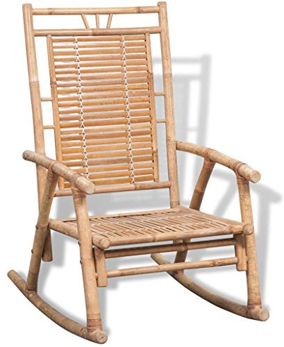 BaraSh Schaukelstuhl Bambus Relaxstuhl Schaukelsessel Schwingsessel Relaxsessel Schwingstuhl Polstersessel Sessel Stuhl