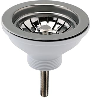 Balterley Kitchen Sink Waste Kit with Basket Strainer, 1 1/2 inch Sink Waste Pipe, Stainless Steel Basket Strainer, 90mm Standard Fittings - 115 x 115 x 63mm (Brushed Nickel)