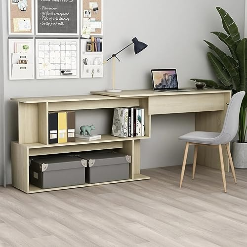 Rantry Mobile Scrivania ad Angolo Rovere Sonoma 200x50x76 cm in Truciolare, Scrivania per Computer, Scrivania Salvaspazio, Tavolo Ufficio, Tavolo Scrivania, Scrivania Gaming per Cameretta