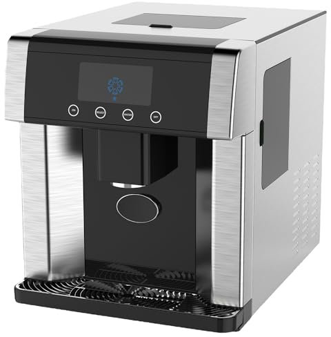2 In 1 Mini Electric Ice Maker Water Dispenser, 26lbs/24H Countertop Ice Cube Maker Machine, Refrigeration Water Maker, LCD Display for Home, Office, Kitchen, RV, Basement Bars