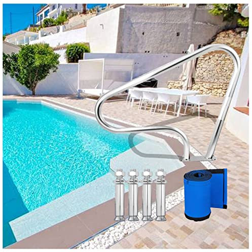CCYENG Pool-Handläufe, 32 x 39 Zoll, Pool-Schiene, 250 Pfund Tragfähigkeit, rostfreier Pool-Handlauf, humanisierter Schwimmbad-Handlauf mit Blauer Griffabdeckung und S