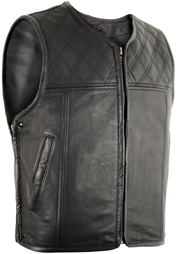 Biker huv/läderväst med quiltat mönster i diamantutseende, svart, 4XL