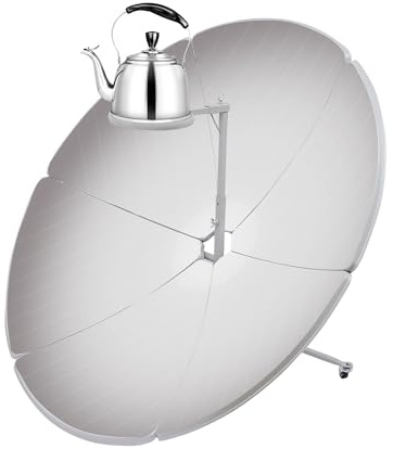 TENNIEX Fornello solare da 150 cm, 1800 W, forno solare parabolico ad alta efficienza, forno solare portatile per campeggio all'aperto, cucina, temperatura di vapore: 700-1000 °C