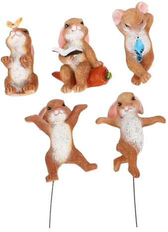 KITANDOVE Garten Harz Handwerk Ornament 5 Stücke Schmuck Schmuck Decor Bunny Garten Ornament
