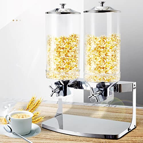 IUokLU Food Dispensers Dry Cereal Dispenser Convenient Storage Control for Cereal Nuts Coffee Beans Oatmeal Rice Candy Container 7L Each Cereals Bank (Color :，Silver-14L