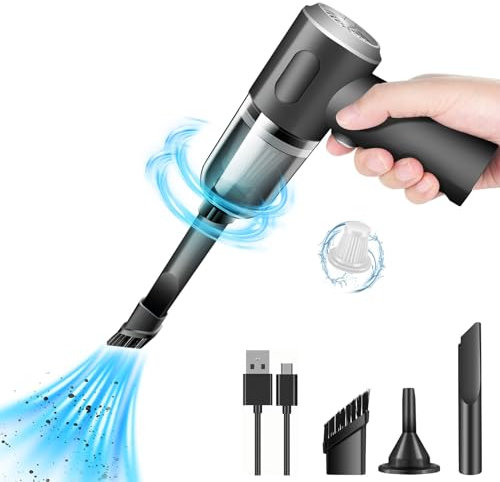 Sporvet Aspirateur à Main sans Fil,5000 PA Aspirateur à Main Voiture Puissant, 2 en 1 Mini Aspirateur Portable et Rechargeable pour Maison,Voiture, Bureau Table,Canapé