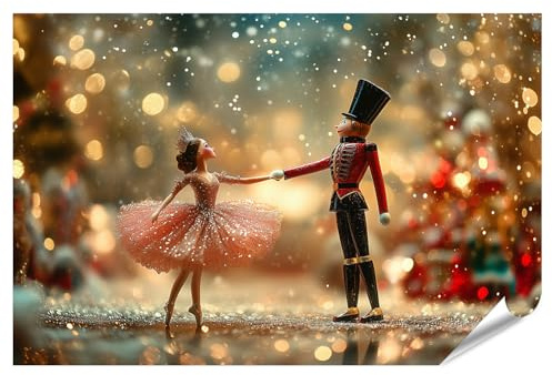 islandburner Poster XXL motif casse-noisette et ballerine, danse de Noël magique à la lueur des lumières, impression photo de qualité supérieure