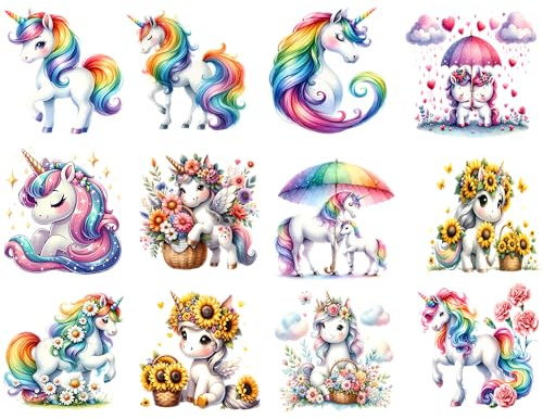 Bügelbild Einhorn personalisiert Wunschnamen Wunschtext Bügelfolie Name zum Aufbügeln zum selber Aufbügeln Transferfolie Geburtstag Geschenk für Textilien verschiede Größen T-Shirt selbst gestalten
