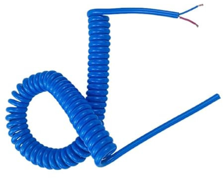Coiled cable 2 Core Retractable Power Cord 1.5mm Square Blue Pure Copper Core Cable Spring Wire Tension Spring Cable Retractable Coil(Stretch 12 meter)