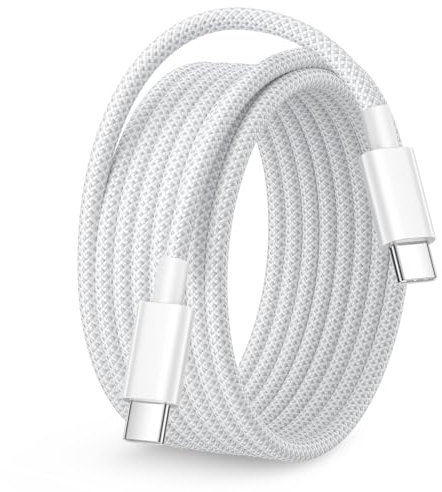 Cavo USB C 100W 3 Metri, Cavo Type C to Type C 3M Lungo Cavo Tipo C Ricarica Rapida Nylon Cavetto Cavi USB C Cable per iPhone 16 15 Pro Max/Plus, iPad Pro/Air, MacBook Pro/Air, Samsung Galaxy S25/S24