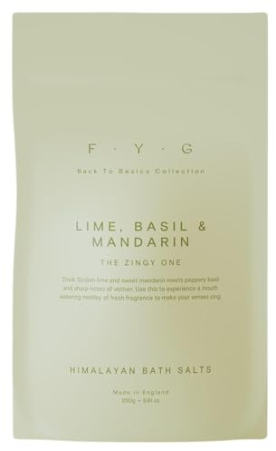 FYG - Himalayan Bath Salts, Lime, Basil & Mandarin - with Basil & Vetiver - Himalayan Pink Salt with Essential Minerals - Soothes Skin & Calms Irritation - Relieve Stress, Uplift Mood