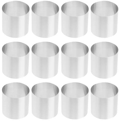 12 moldes de acero inoxidable para tartas, anillos de mousse, anillos de postre, herramienta redonda para hornear, accesorios para hornear pasteles de postre