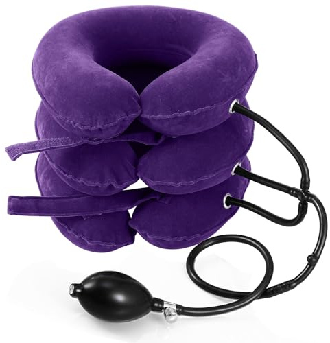Jaximy Neck Stretcher, Cervical Traction Device, Neck Traction Device, Neck Pain Relief, Adjustable Inflatable Neck Brace & Neck Stretcher Cervical Traction, Neck Decompression Home Use (Purple)