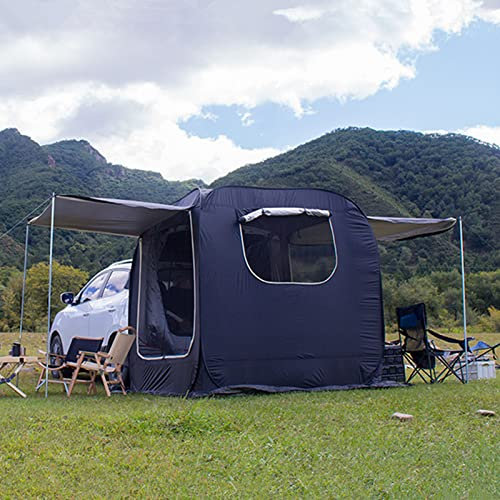 Heckklappe Markisenautozelt - Automatisches Big Space Heck -Verlängerungszelt, frei zu bauen tragbarer Van -Kofferraumabdeckung, UV -Schutzbeschichtung wasserdicht für Camping, Limousine, Schwarz