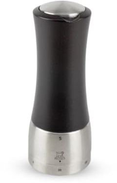 PEUGEOT - Salzmühle Madras u‘Select 16 cm - 6 Mahlgrade - Innovatives Zirlion-Mahlwerk für pulverfeines Salz - Aus PEFC-zertifiziertem Holz und Edelstahl - Französisches Know-how - Schokoladenfarben