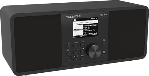TELESTAR TOP 250 - DAB+/Internet Radio (stereo, 2 × 10 Watt, funzione di trasmissione/ricezione Bluetooth, registrazione USB, sistema di allarme di emergenza, controllo app) - Nero