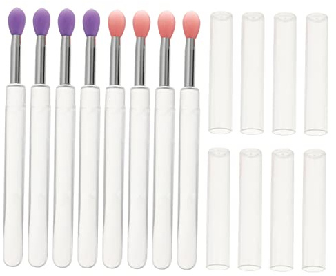 PACKOVE Silikon Lippenmasken Und Lidschattenpinsel Transparent Mit Deckel 8 Stück Präzises Auftragen Für Lippen Und Augen Wiederverwendbar Reisetauglich