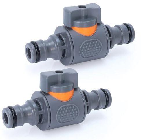 Garden Hose Pipe Tube Quick Release in Line Shut Off Valve 2Pcs | Valve with Control Extender Matching Hose End Quick Connectors for Horticultural Irrigation Garden (Double Male)