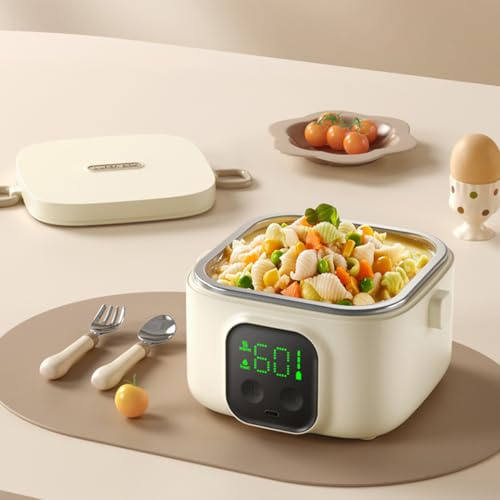 zenggp Lunch Box Elettrico per Bambini, Lunch Box Portatile Auto-riscaldante con Batteria Ricaricabile, Scaldavivande con Timer E Regolatore di Temperatura, per Bambini E Adolescenti(500ml)
