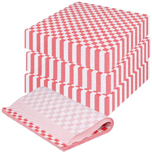 SOUJAP Lot de 400 feuilles de papier sulfurisé rouge pour emballage alimentaire à carreaux pour pain, gâteau, charcuterie, barbecue, 30 x 30 cm