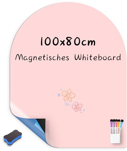 Magnettafel Kinder Selbstklebend, 100x80 cm, Rosa | Magnetwand Kinderzimmer, Inkl. 5 Farben Whiteboard-Stifte, 1 Schwamm und 1 Aufbewahrungsbox, Zum Spielen und Lernen