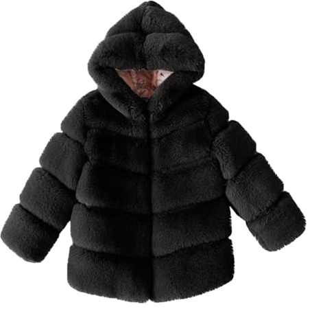 XINYUNZU Winterjacke Mädchen Kuscheljacke Warm Freizeitjacke mit Kapuze Kinderjacke Cute Coat Girl Kunstpelz Jacke Mode Outdoorjacke Kinder 2-13 Jahre Wintermantel