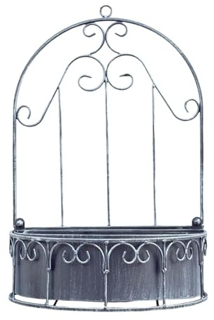 LOVIVER Jardinière Murale Amovible en Forme de fenêtre en Fer, 30 x 45 cm, Accessoire décoratif Multifonctionnel, bac à Fleurs Suspendu, Support pour Plantes, Gris