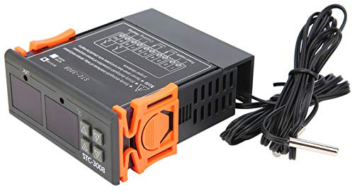 Fafeicy Digitaler Thermostat, Dual-Display-Dual-Sondensensor-Temperaturregler, STC-3008 Temperaturregelung -55 °C Bis +110 °C, Einstellbare Einstellungen, Klare Messwerte, für Verschiedene (12V)