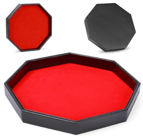 Würfelbrett Leder Würfelschale Groß Würfelteller Würfeltablett Filz Ausgekleidete PU Lederoktagon Würfel Unterlage, für Dungeon-Crawler-Spiele Kann auch zur Aufbewahrung verwendet Werden