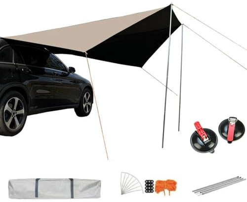 Toldo de coche para camping | Toldo impermeable con protección UV para SUV resistente al viento | para estacionamiento al aire libre, automoción, cámper, SUV, lado de camión