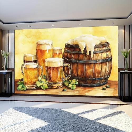 Papier Peint Photo Panoramique Intissé chope à bière rétro 300 x 210 cmJaune Fresque Murale Salon Chambre Enfants Restaurant