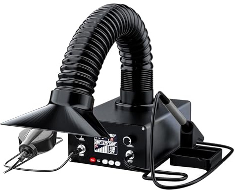 Soldering Fume Extractor - 3 in 1 Fume Purifier, with Soldering Iron Station and Hot Air Blower, Adjustable Temperature, Sleep Function for Engraving and Welding