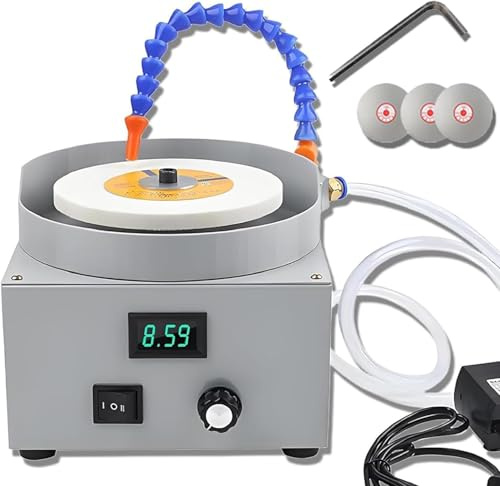 Electric Bench Sander, Wet and Dry Sanding Tool, Adjustable Speed 0-2000RPM, Includes 3 Diamond Grinding Discs for Metal, Jade, Glass