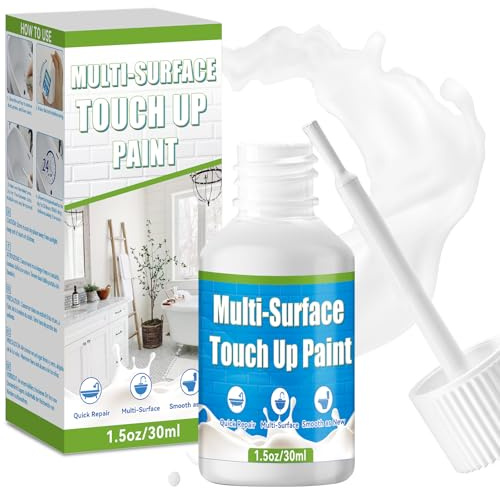 JOYAONE White Enamel Touch Up Paint 30ml, Hight Gloss Bathtub Tile Repair Kit, Multi Surface Repair Paint for Kitchen and Bathroom, Tile Paint for Metal, Shower, Sink, Furniture, Chips and Scrapes