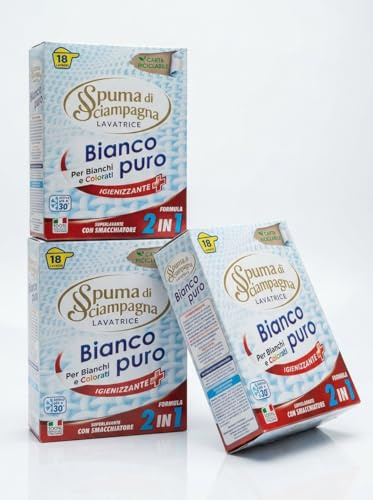 Detersivo in Polvere per Lavatrice, Bianchi e Colorati, Igienizzante e Smacchiatore, Attivo a 30°, Set da 2, 3 o 6 Scatole da 1 kg (Set da 3 Scatole)