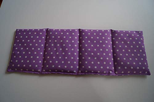 Körnerkissen Weizen 4-Kammern 50cm x 17cm violett mit weißen Sternen