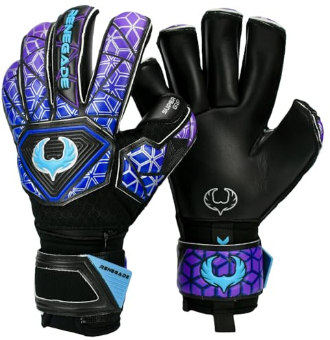 Renegade GK Vortex Strom Guanti Da Portiere | 3.5+3mm Hyper Grip e 4mm Duratek | Nero, Viola, e Blu Guanti Portiere Junior (Taglia 9, Gioventù-Adulti, Roll Cut, Level 3)