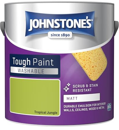 Johnstone's - Washable Paint - Tropical Jungle - Matt Finish - Emulsion Paint - Highly Durable - Stain Resistant - Non Toxic & Low Odour - 12m2 Coverage per Litre - 2.5L