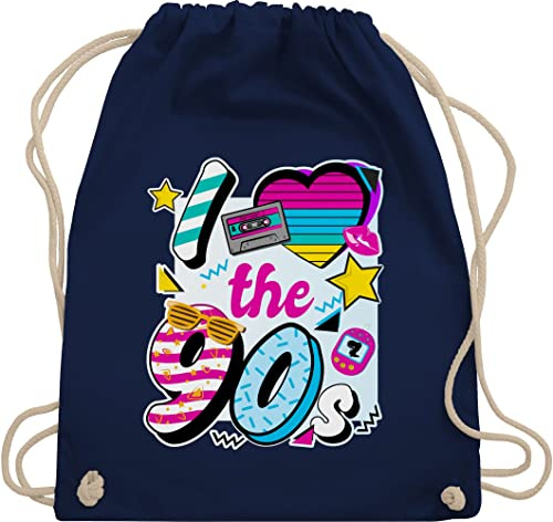 Shirtracer Turnbeutel Rucksack - Sprüche Statement - I love the 90s - Unisize - Navy Blau - beutel 90er tasche computer nerd zocker 90 stoffrucksack nerds 90' stoffbeutel geeks 90's juterucksäcke