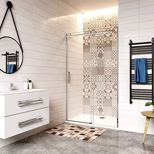 AICA Box Doccia Porta per Doccia Scorrevole Nicchia Apertura Anticalcare Vetro Temperato 8mm 140x195cm