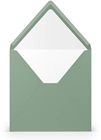 PAPERADO 50 Briefumschläge quadratisch Eucalyptus gerippt - 100 g/m² Kuvert Ohne Fenster 16,4 x 16,4 cm - Hochzeits Umschläge mit Nassklebung spitzer Klappe