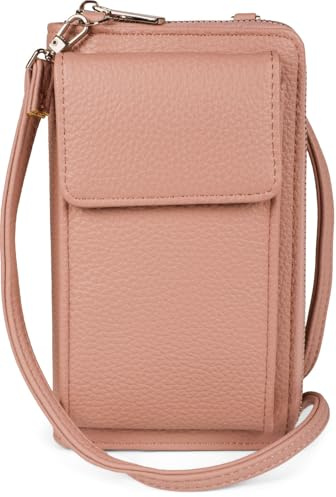styleBREAKER Damen Mini Umhängetasche Handyfach RFID | 19x11x5,5 cm Crossbody-Bag, 8 Steckplätze für Bankkarten, 3 große Fächer, Münz-Zipper, 71-128 cm Gurt, für 6,5 Zoll.